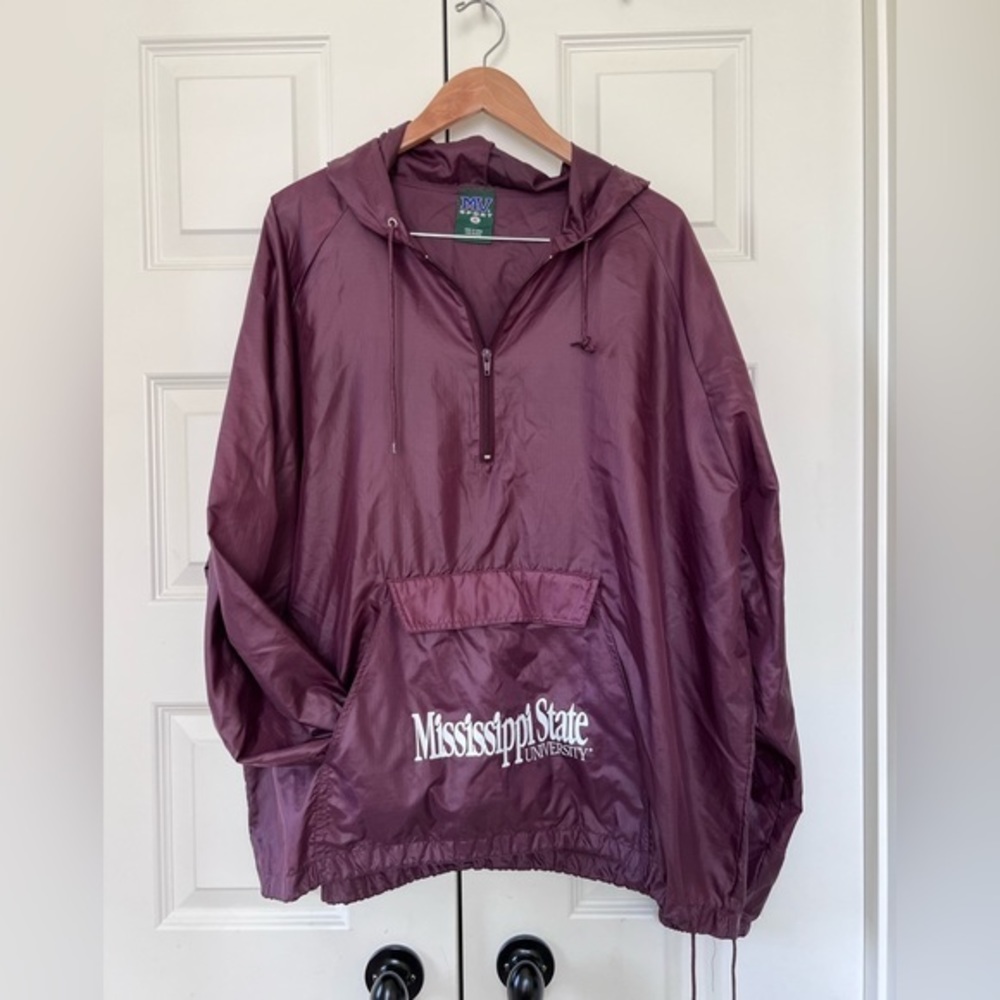 VINTAGE MV Sport Mississippi State Hooded Anorak Windbreaker 90’s Y2K MSU XL